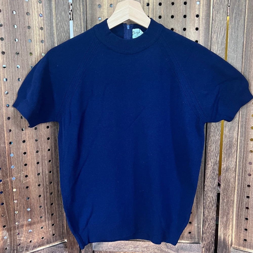 Designers Action Knit Navy Blue Shirt Womens Vintage 35-37" chest